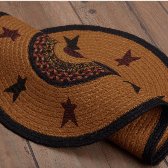 Farmhouse Star Jute Braided Oval Rug Stenciled Autumn Fall Decor Floor Mat - Picture 6 of 7